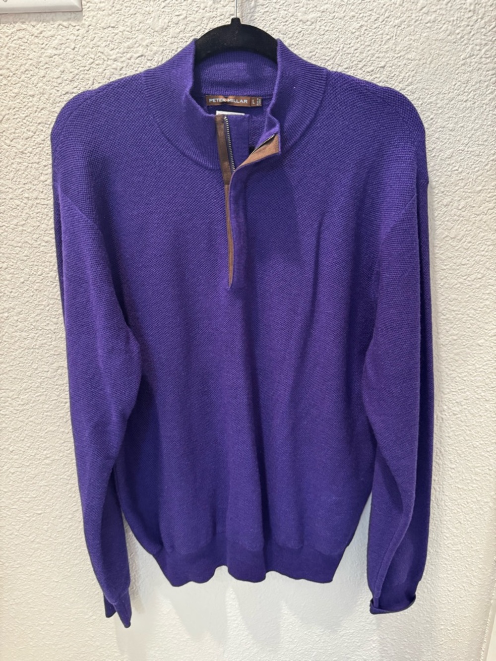 Peter Millar Deep Purple Half-Zip Knit Sweater